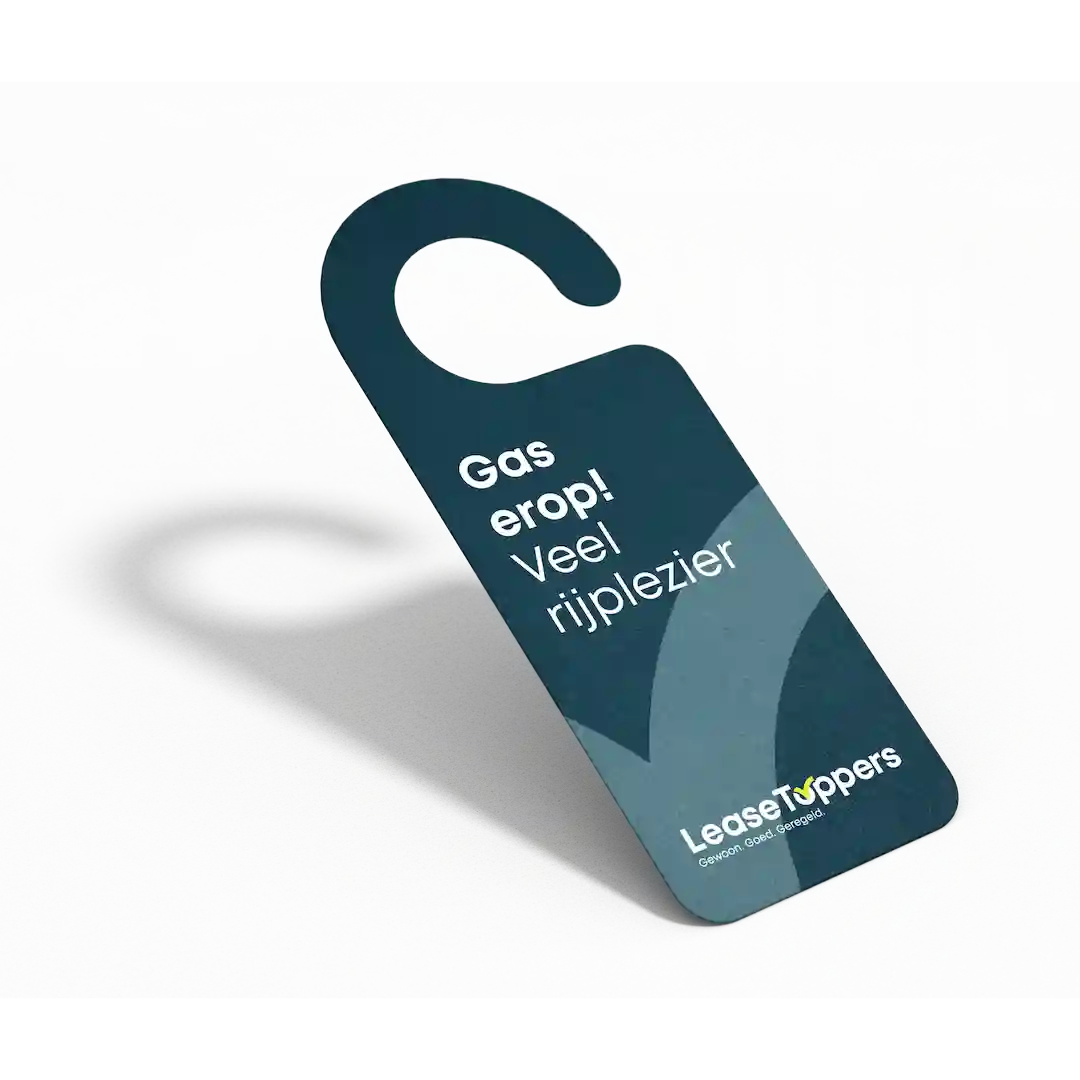 Deurhanger ontwerp voor de branding van Leasetoppers