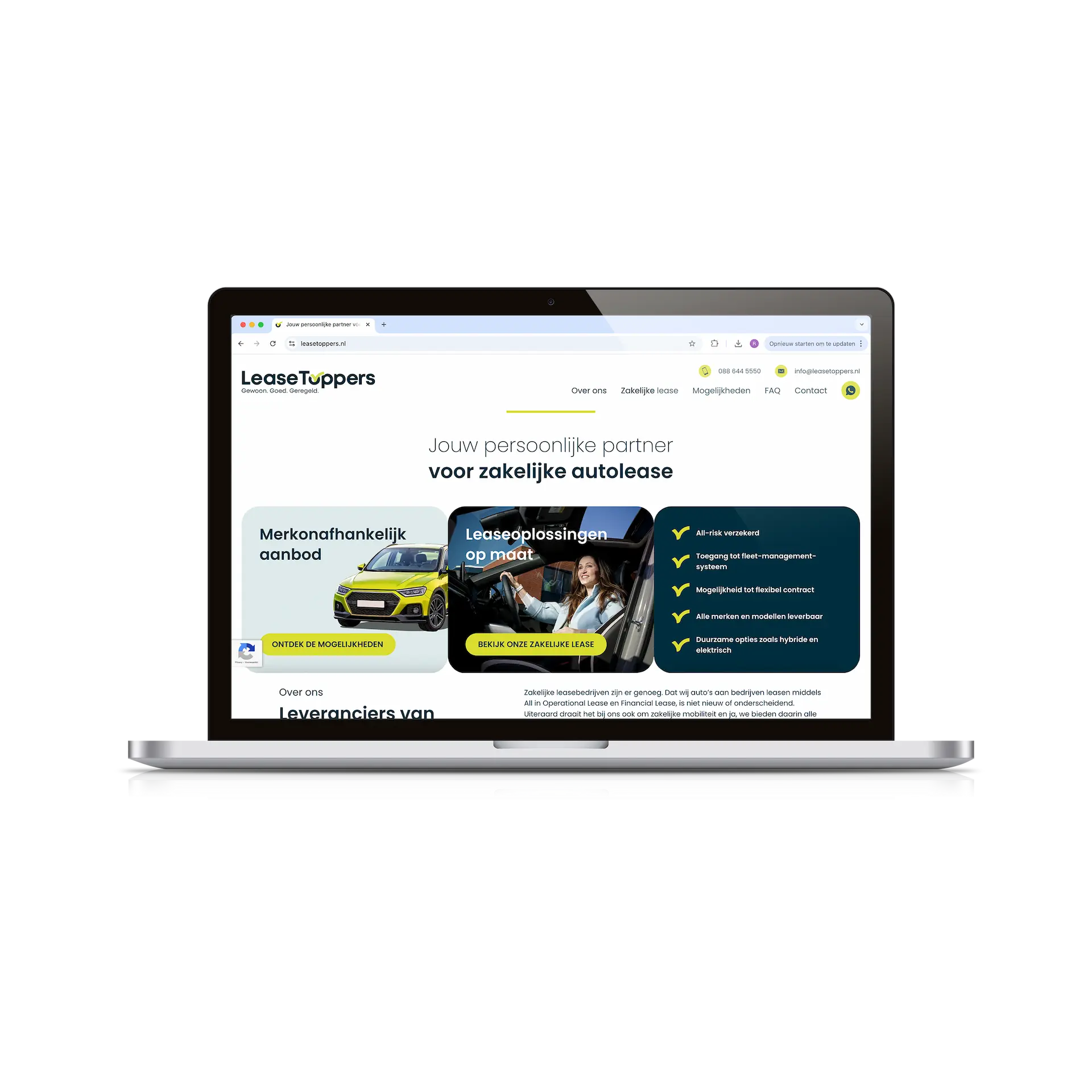Website deisgn voor de Branding van Leasetoppers